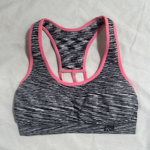 MARIKA Sports Bra Cut-Out SIZE SMALL Black White Pink Active Fitness Stretch - Picture 1 of 2